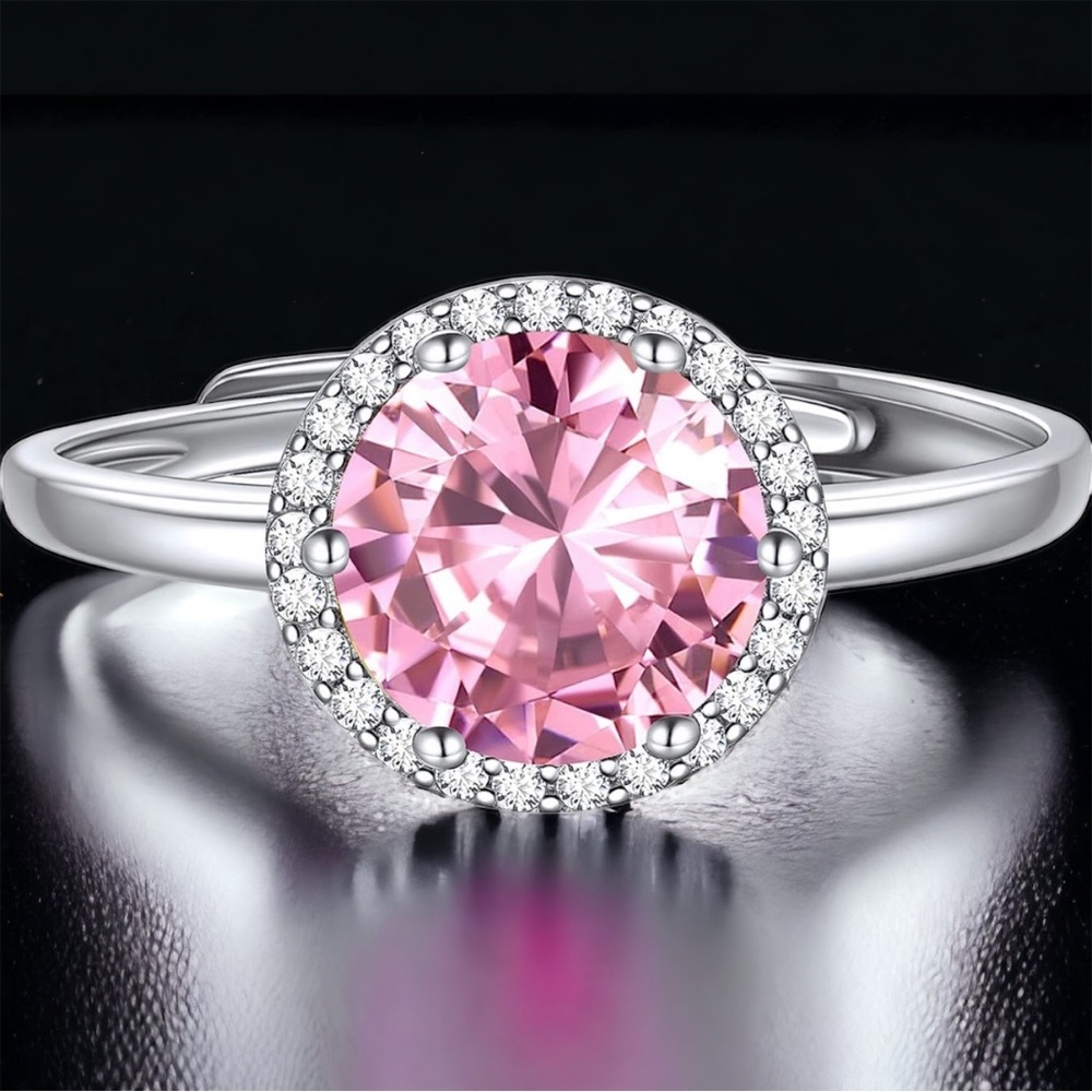 BEAUTIFUL STERLING SILVER RING WITH ROUND TOURMALINE STONE! ADJUSTS SIZES 6-11